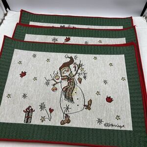 Winter Placemats-Set of 14-Susan Winget "Celebrate Snowmen"- 3 Designs Christmas